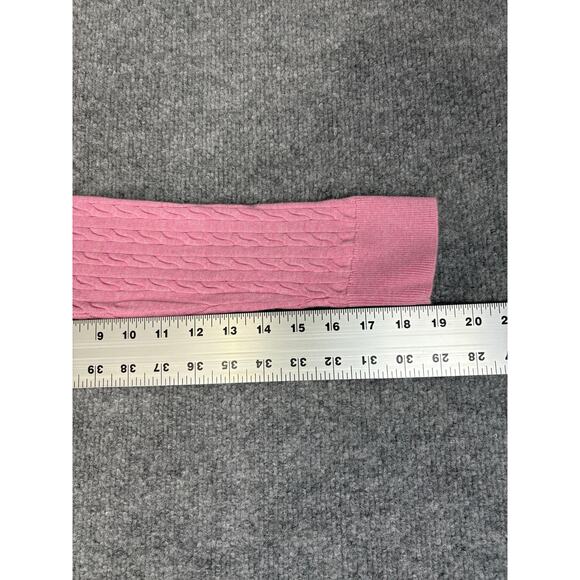 Talbots Pink Cableknit 100% cotton women's turtleneck Size S - Picture 7 of 8